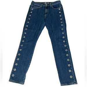 Rag & Bone 10 INCH DRE Dalton Eyelet Mid-Rise Grommet Blue Jeans Festival SZ 29